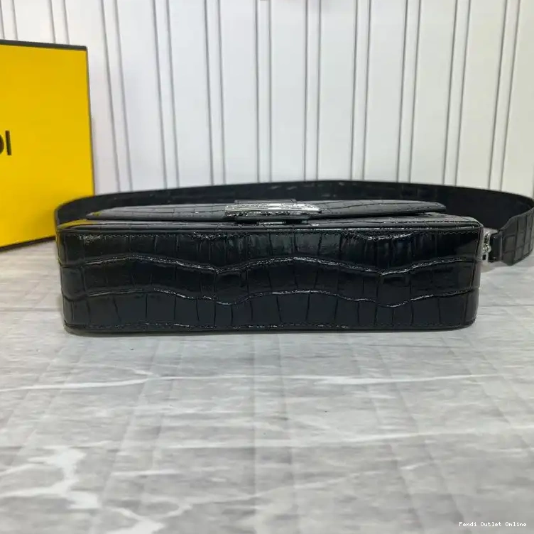 Affordable Tiffany Fendi Bag Medium Crocodile Leather In Black Baguette 0702